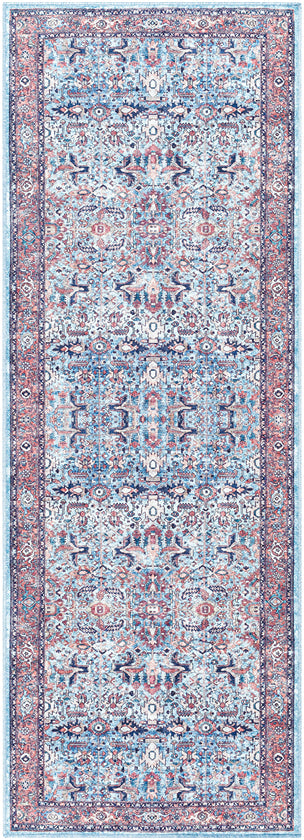 Jurrell Traditional Denim/Brown Washable Area Rug