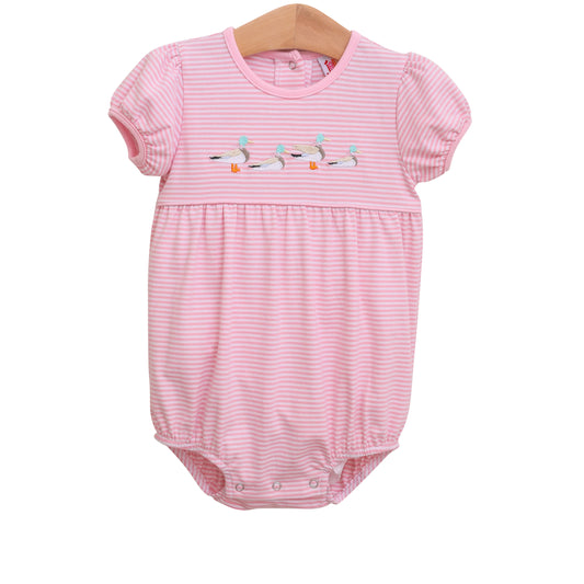 Girl Mallard Embroidery Bubble- Pink