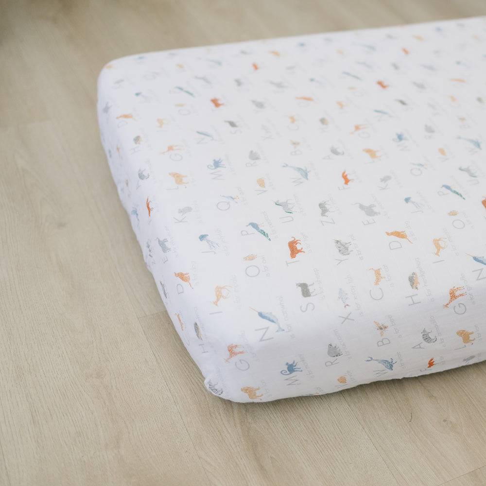 Animal Alphabet Oh So Soft Muslin Crib Sheet