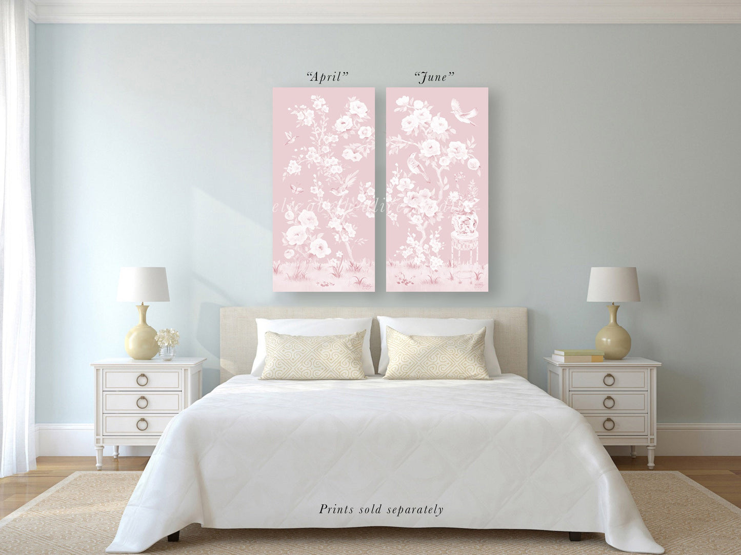 June, a tonal pink chinoiserie canvas wrap