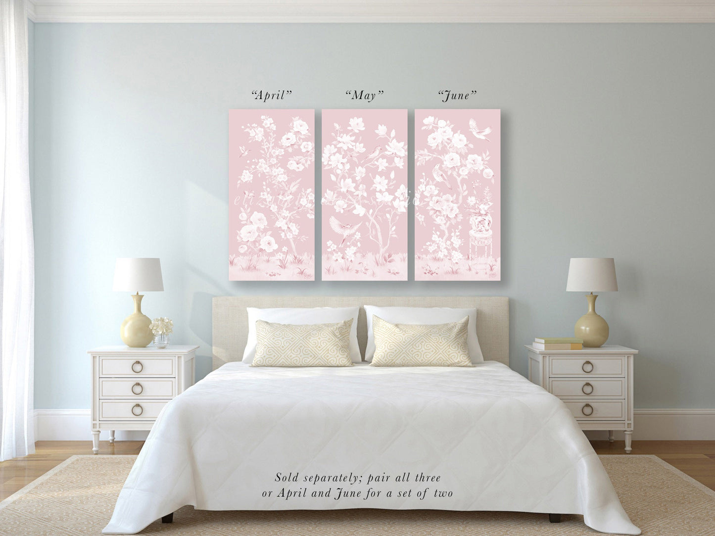 April, a tonal pink chinoiserie canvas wrap