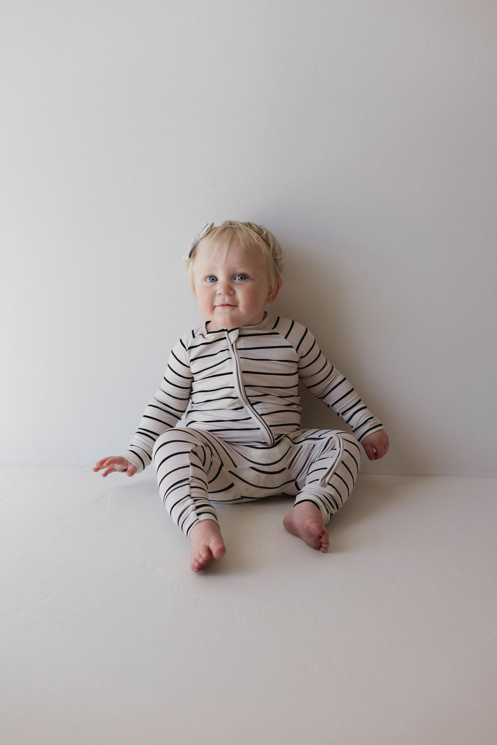 Grey & Black Stripe | Bamboo Zip Pajamas