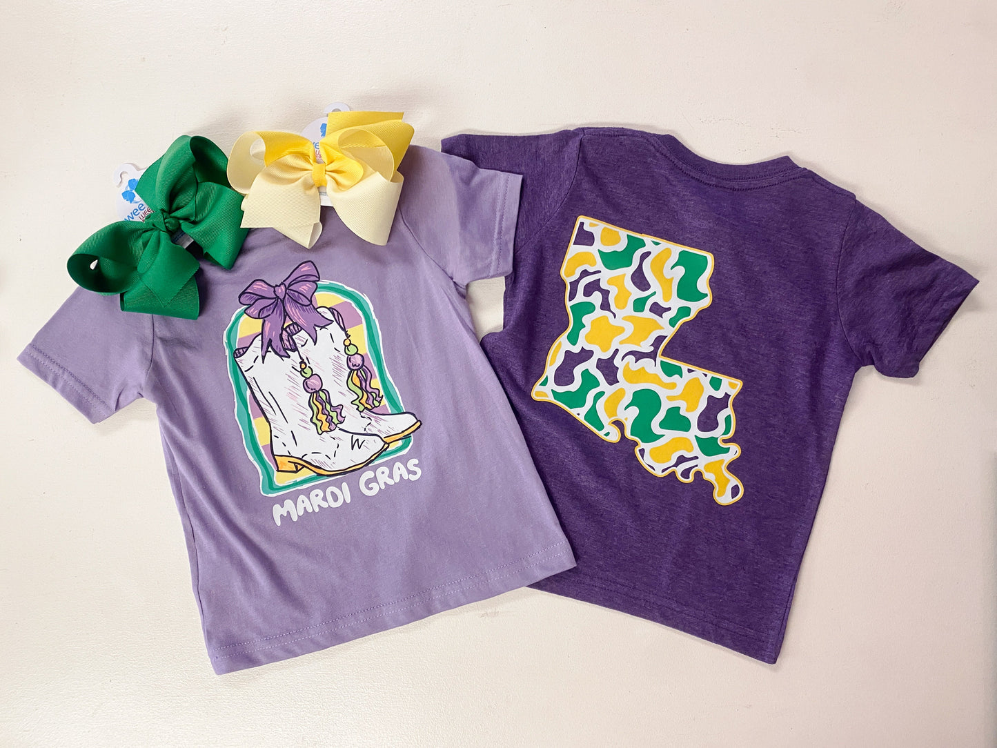 Kids Louisiana Camo Mardi Gras T-Shirt