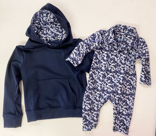 Performance Navy Hoodie with Camo Lining – Boys Long Sleeve Pullover