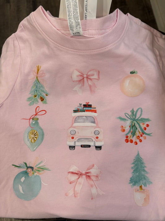 Toddler Christmas Truck Pink Tee Rabbit Skins