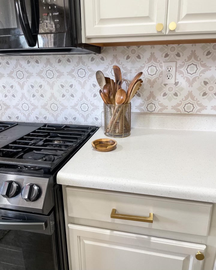 Cream Mediterranean Tile Backsplash