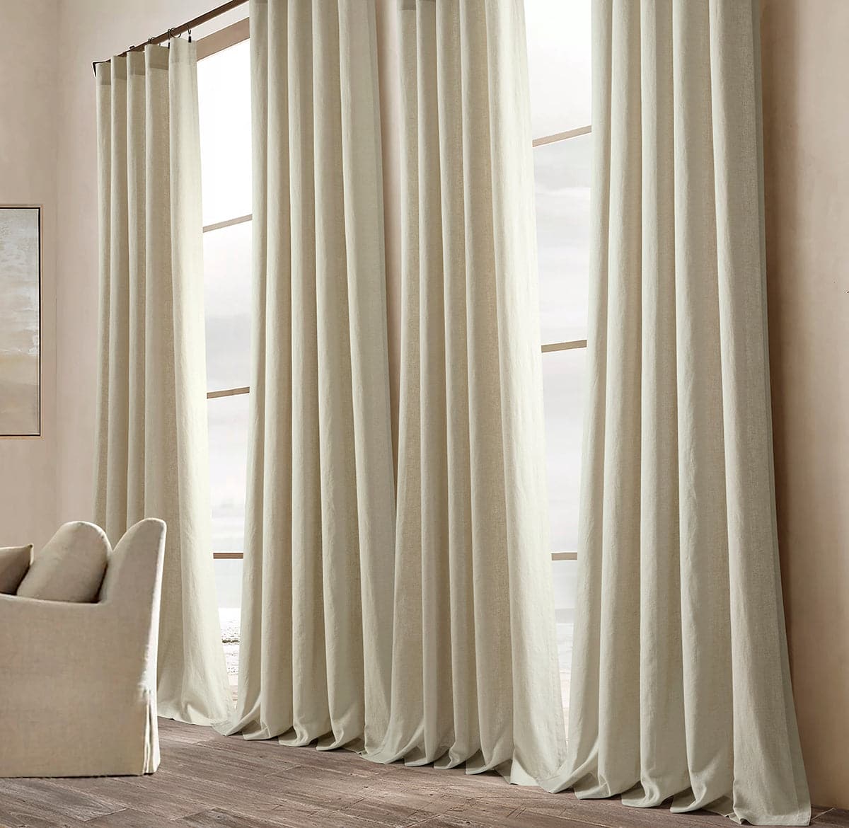 Belgian Flax Prewashed Linen Rich Cotton Blend Window Curtain Panel