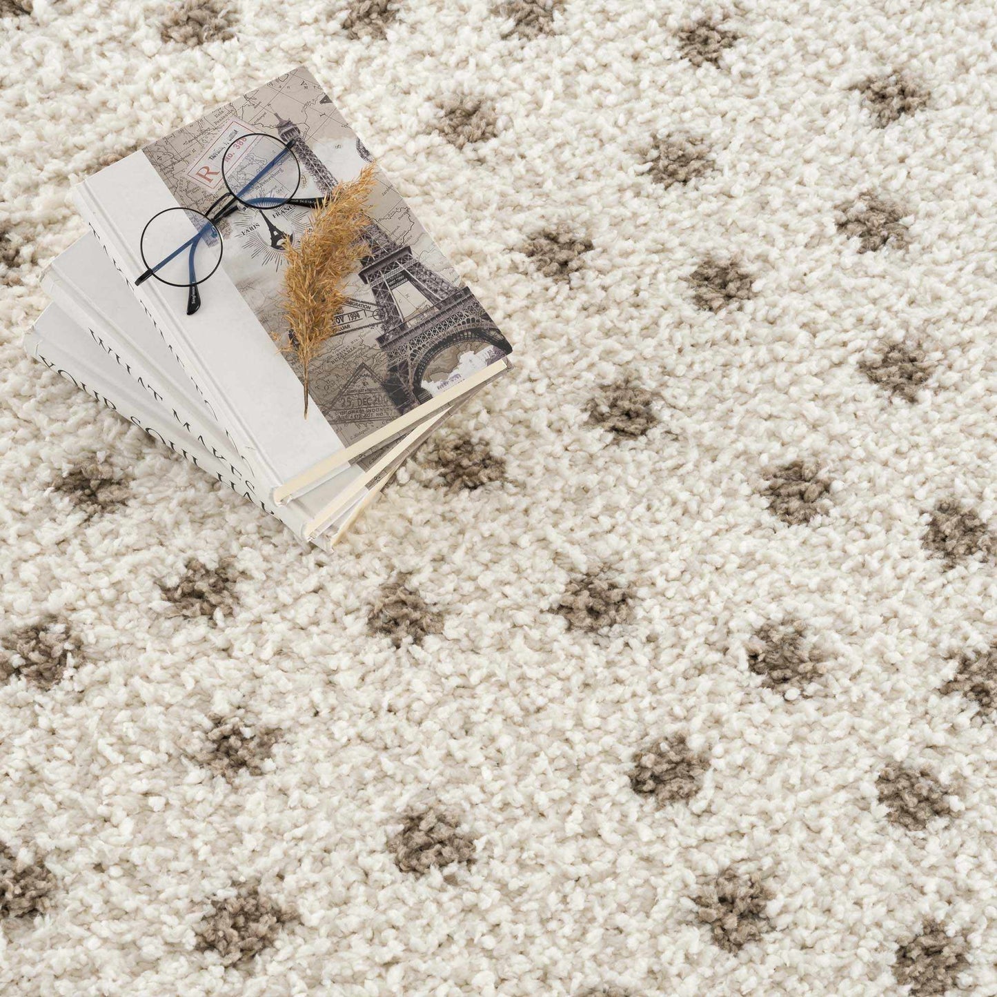 Chaia Dotted Cream & Brown Plush Rug