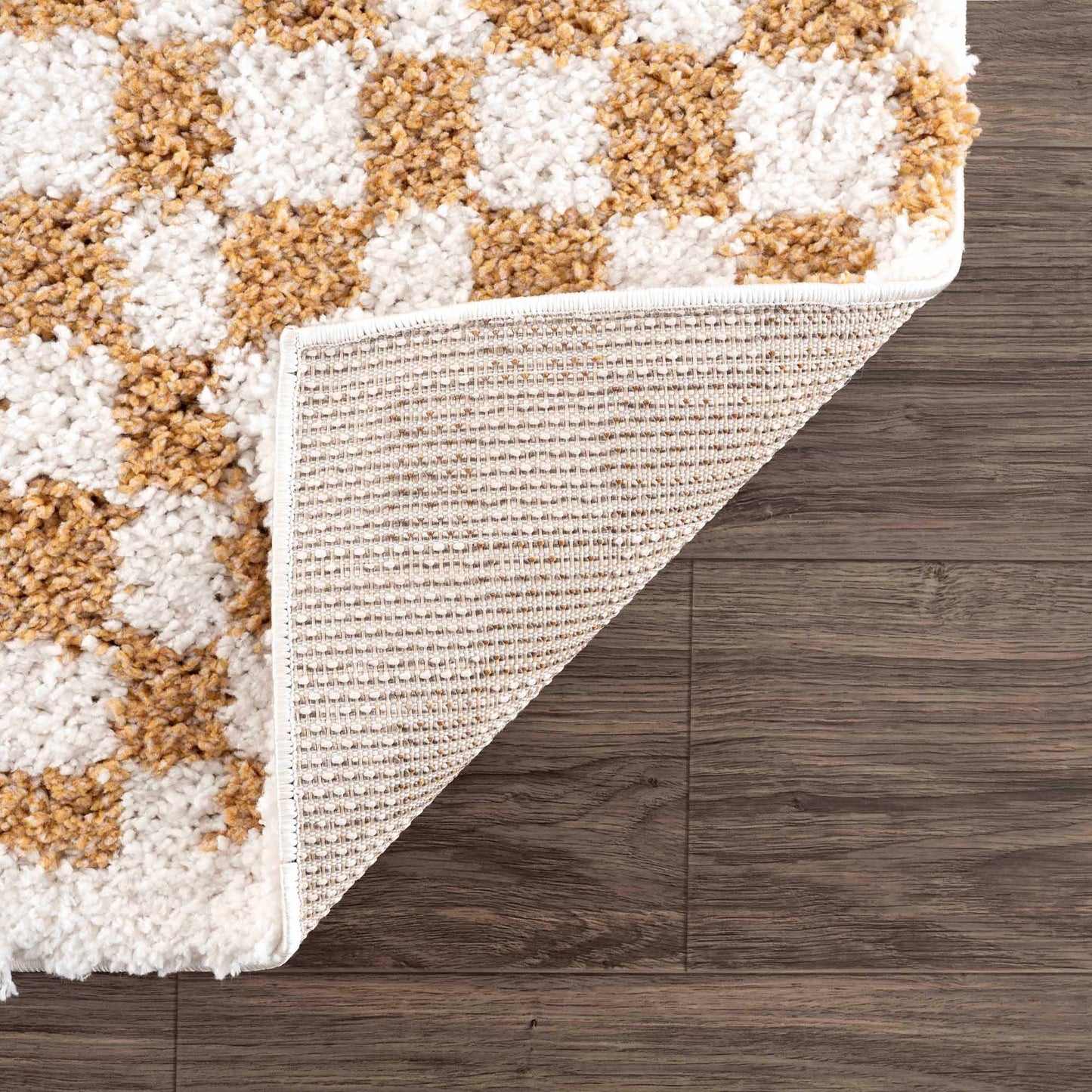 Kieu Yellow & White Checkered Area Rug