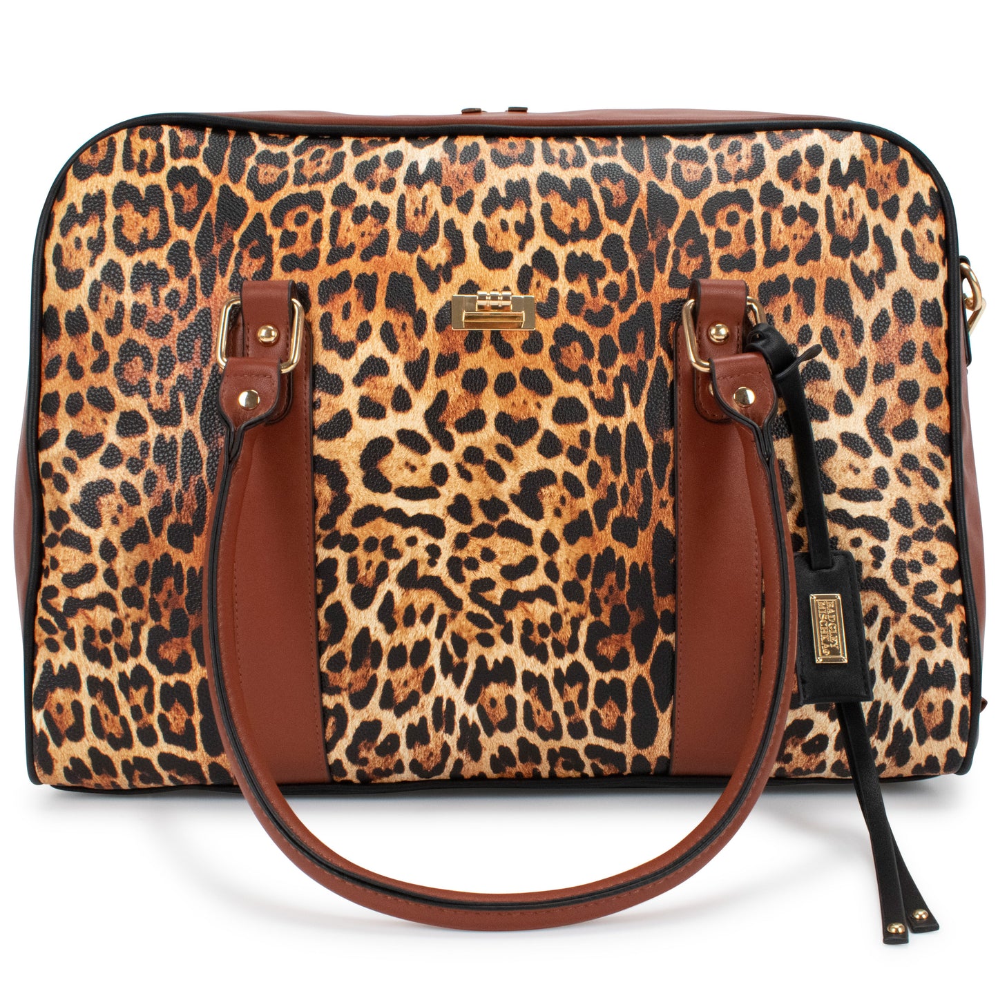 Leopard Vegan Leather Weekender Tote Bag