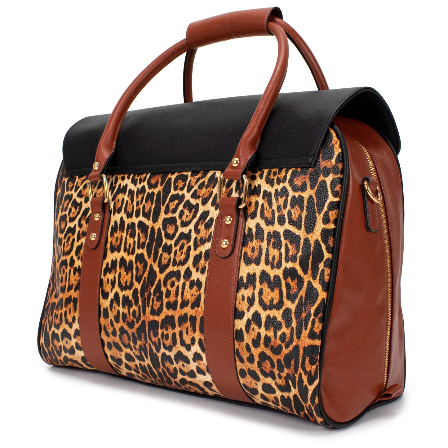 Leopard Vegan Leather Weekender Tote Bag