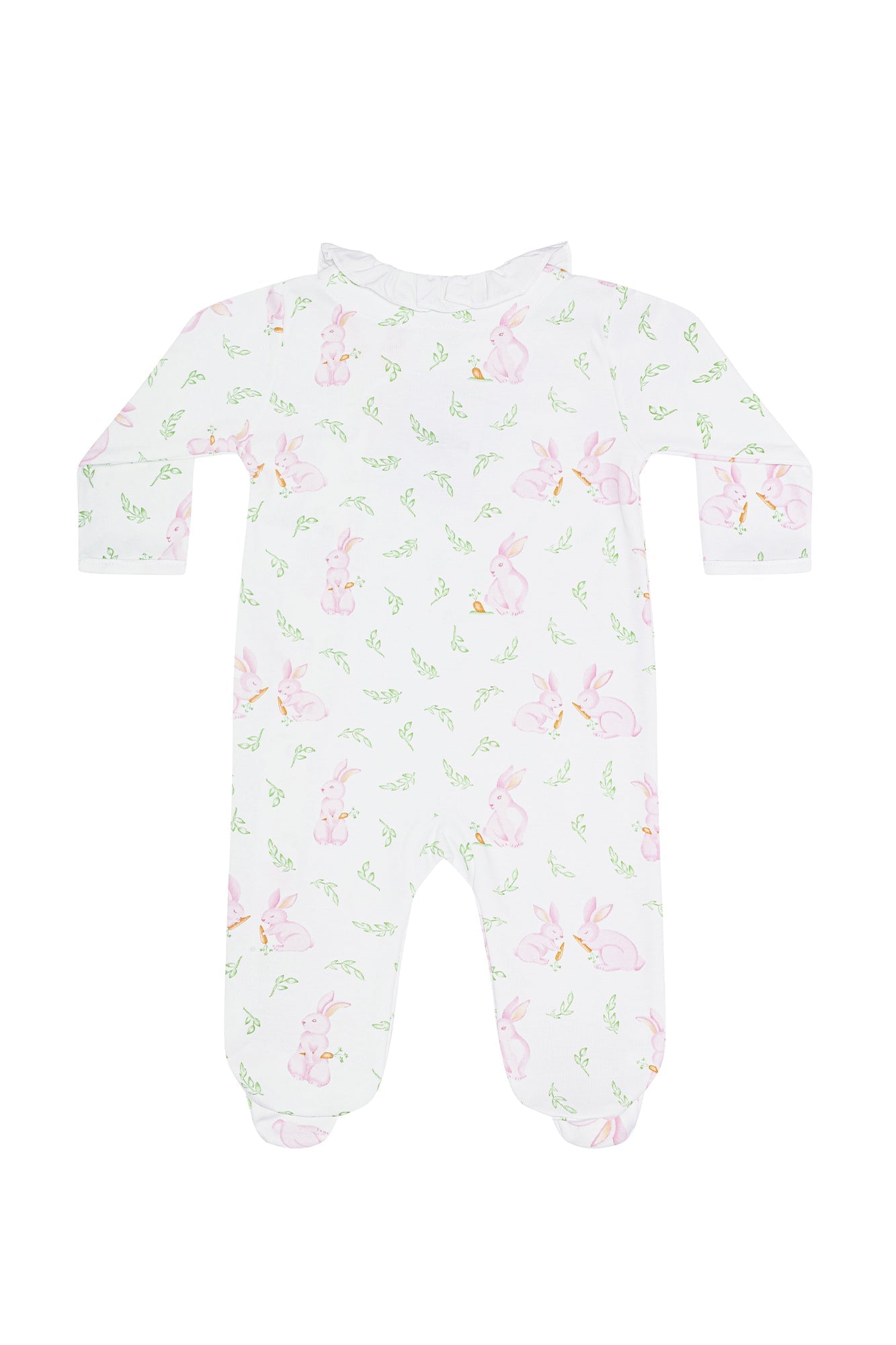 Pink Bunny Print Crossover Footie