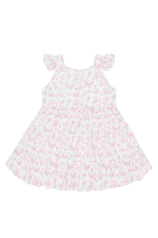 Butterflies Print Ruffle Dress