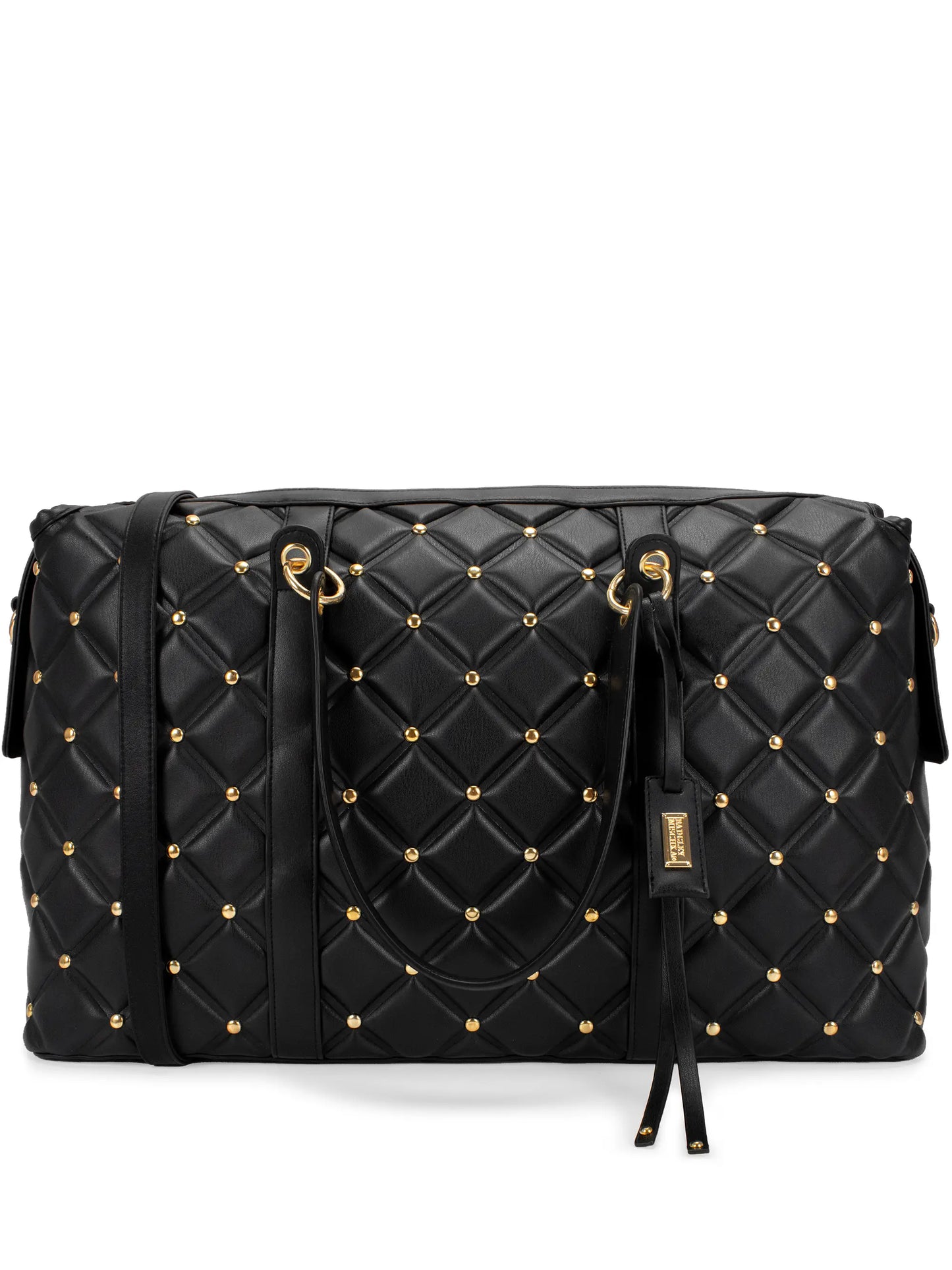 Diamond Quilted Vegan Leather Weekender Tote Bag