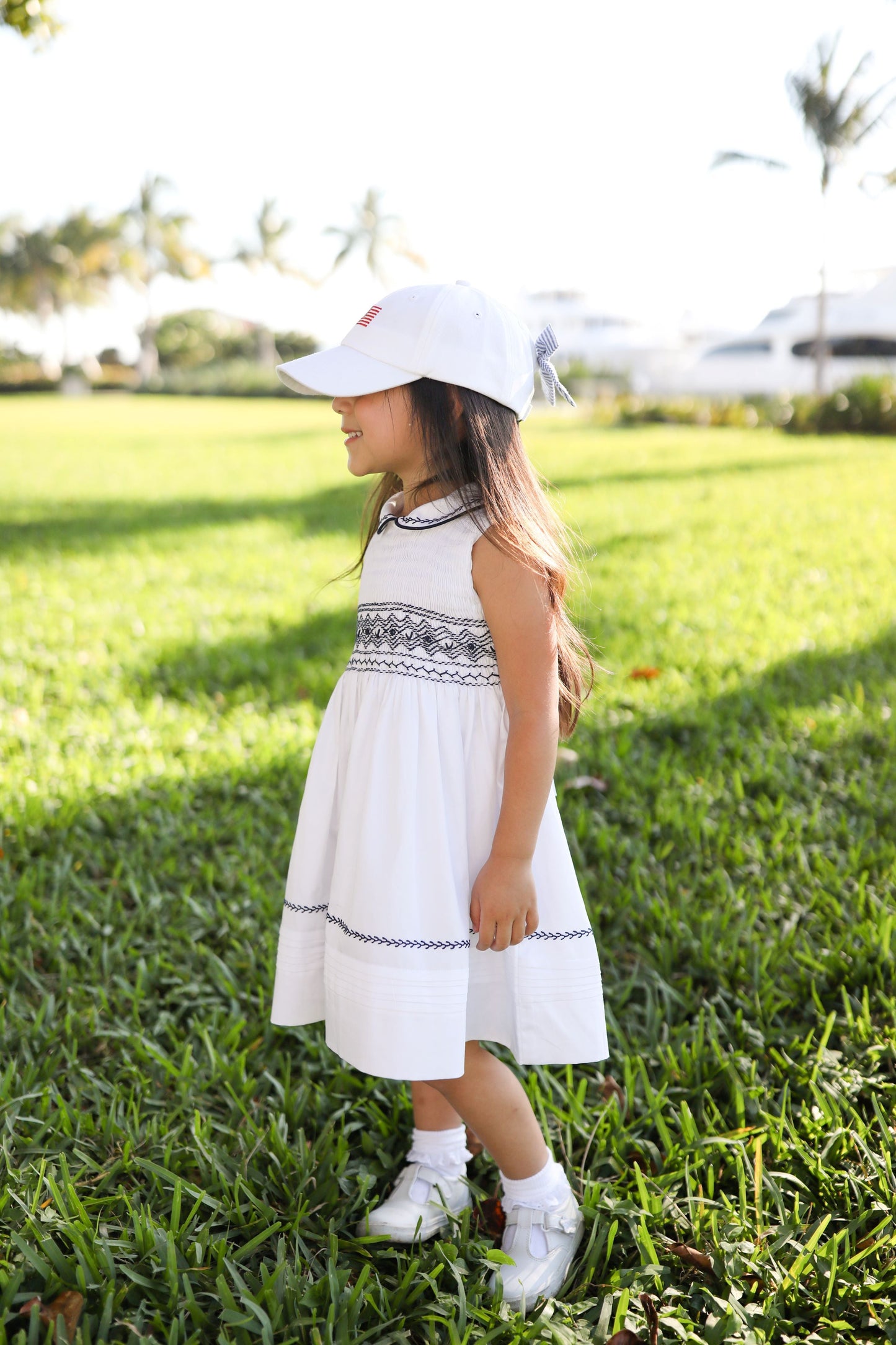 American Flag Bow Baseball Hat (Girls)