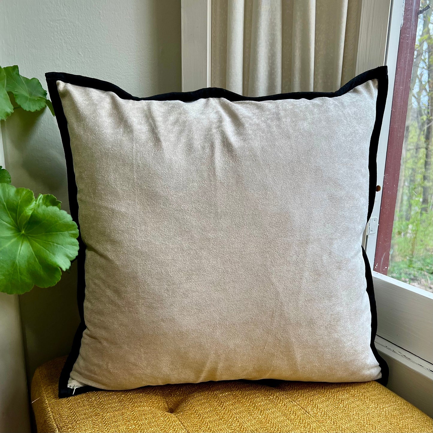 Black and White Floral Embroidered Pillow Cover