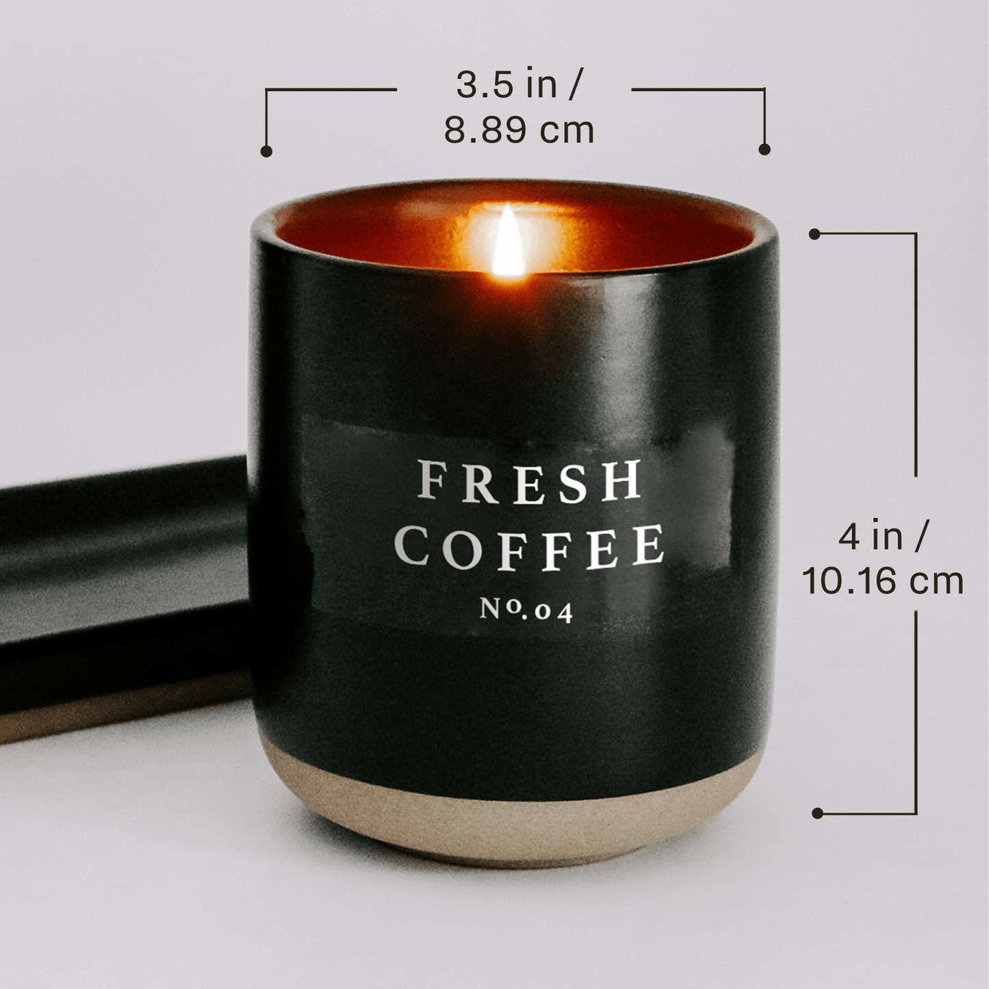 Fresh Coffee Soy Candle - Black Stoneware Jar - 12 oz