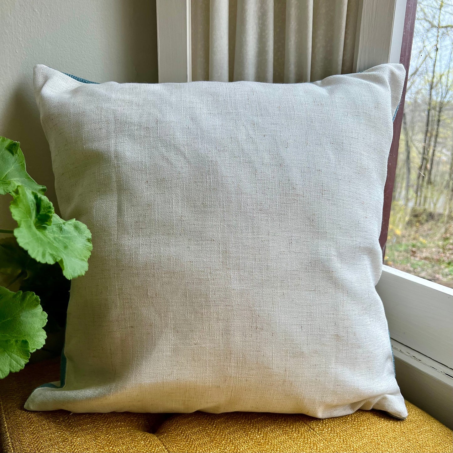 Blue Wildflower Embroidered Pillow Cover