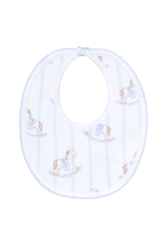 Blue Rocking Horse Baby Bib