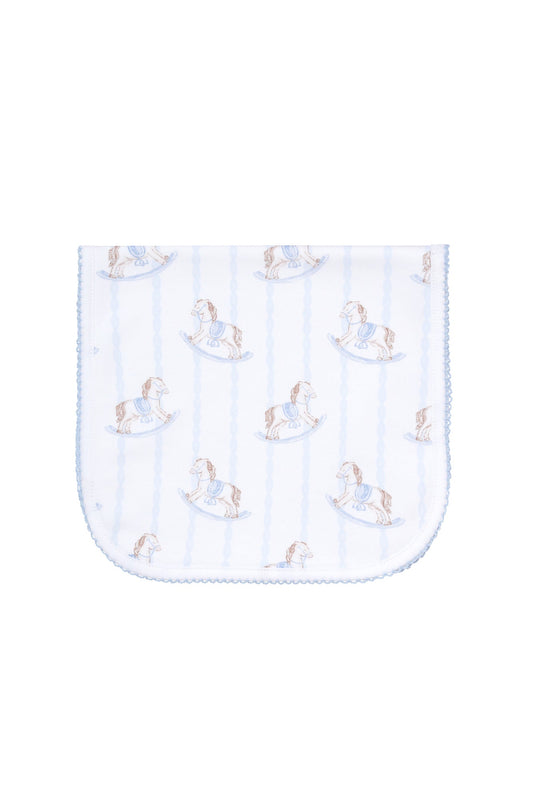 Blue Rocking Horse Baby Burp Cloth