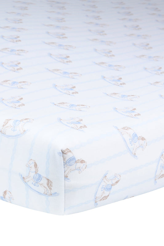 Blue Rocking Horse Crib Sheets