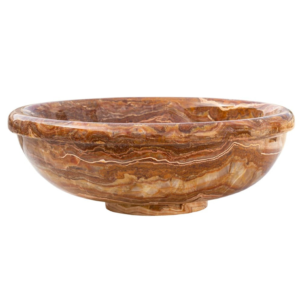 Brown Onyx Translucent Natural Stone Drop-in Vessel Sink Polished  (D)16" (H)6"