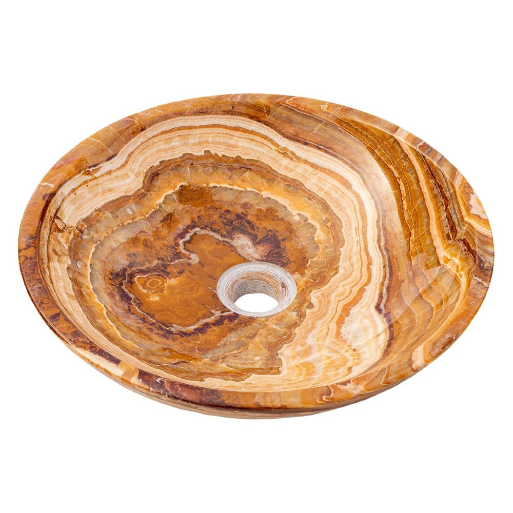 Brown Onyx Translucent Natural Stone Vessel Bowl Sink Polished  (D)16" (H)4"