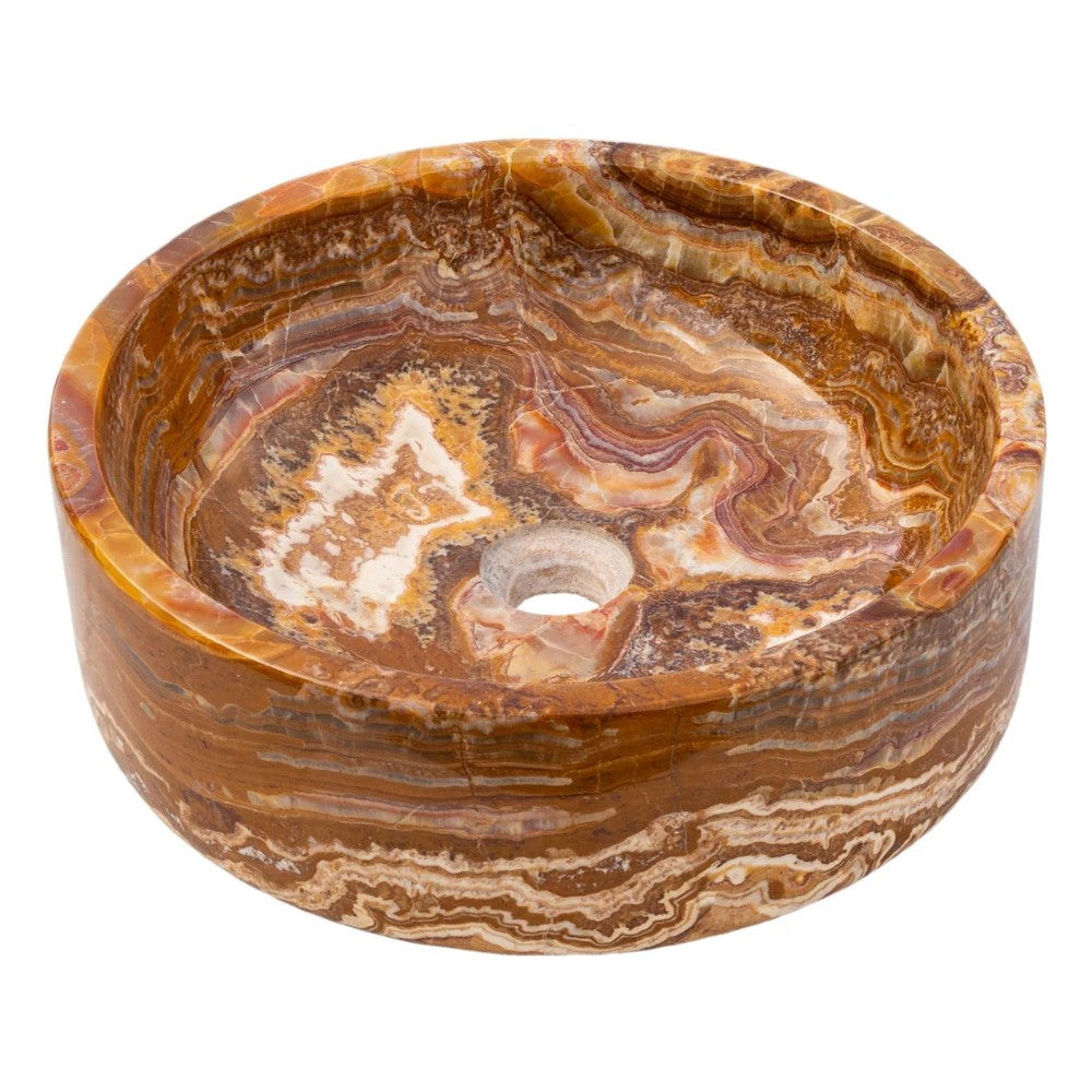 Brown Onyx Translucent Natural Stone Vessel Sink Polished  (D)16" (H)6"