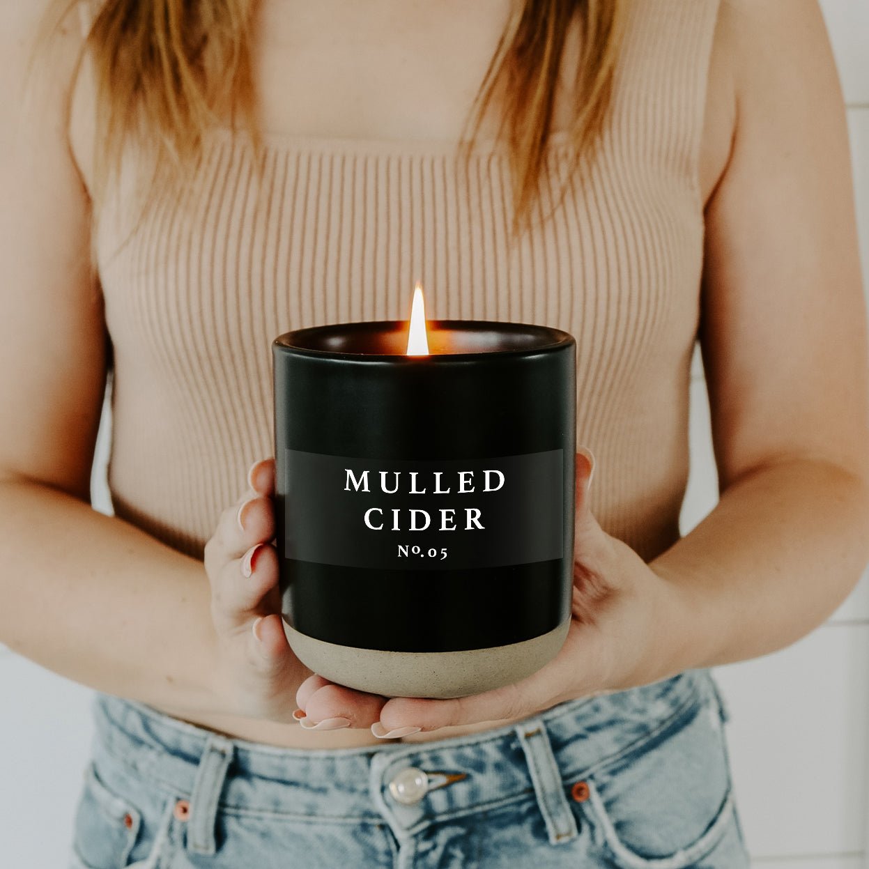 Mulled Cider Soy Candle - Black Stoneware Jar - 12 oz