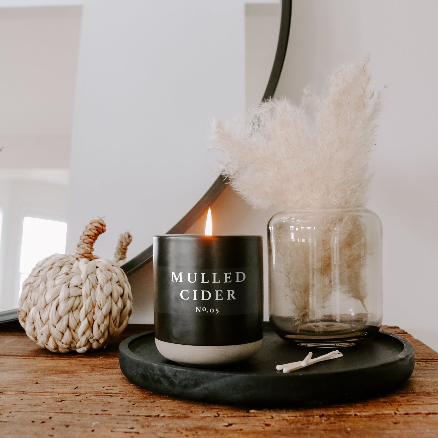 Mulled Cider Soy Candle - Black Stoneware Jar - 12 oz