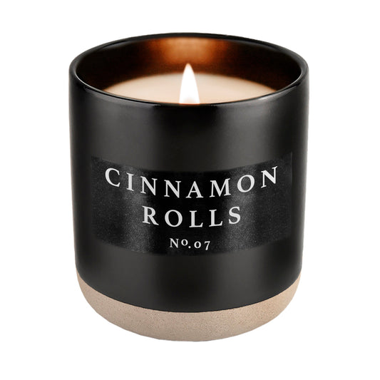 Cinnamon Rolls Soy Candle - Black Stoneware Jar - 12 oz