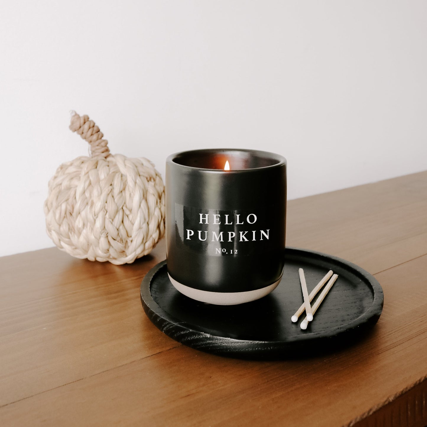 Hello Pumpkin Soy Candle - Black Stoneware Jar - 12 oz