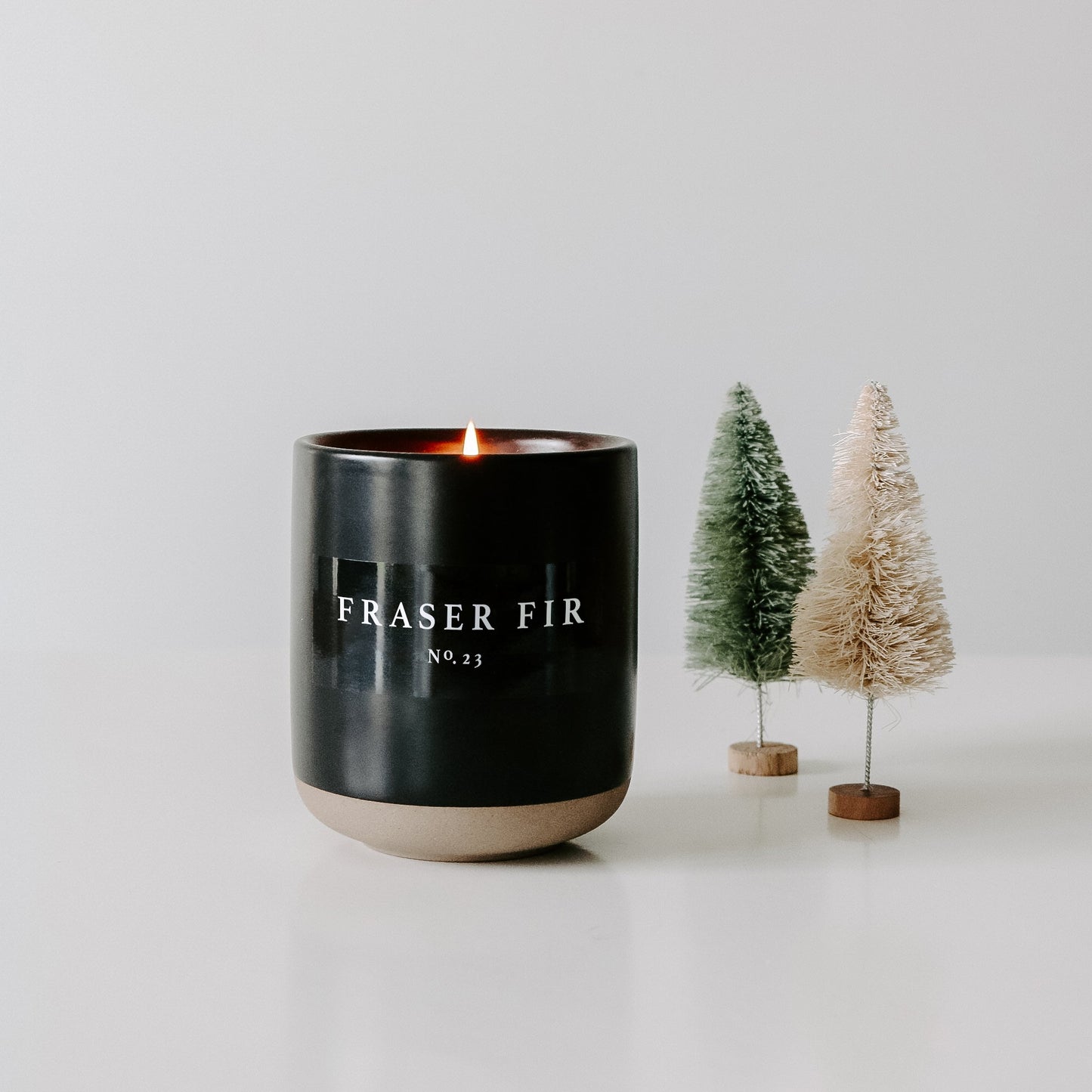 Fraser Fir Soy Candle - Black Stoneware Jar - 12 oz