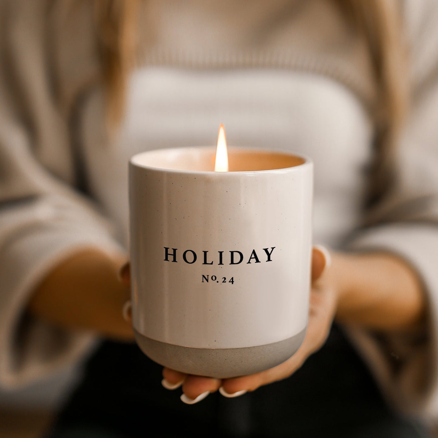 Holiday Soy Candle - Cream Stoneware Jar - 12 oz