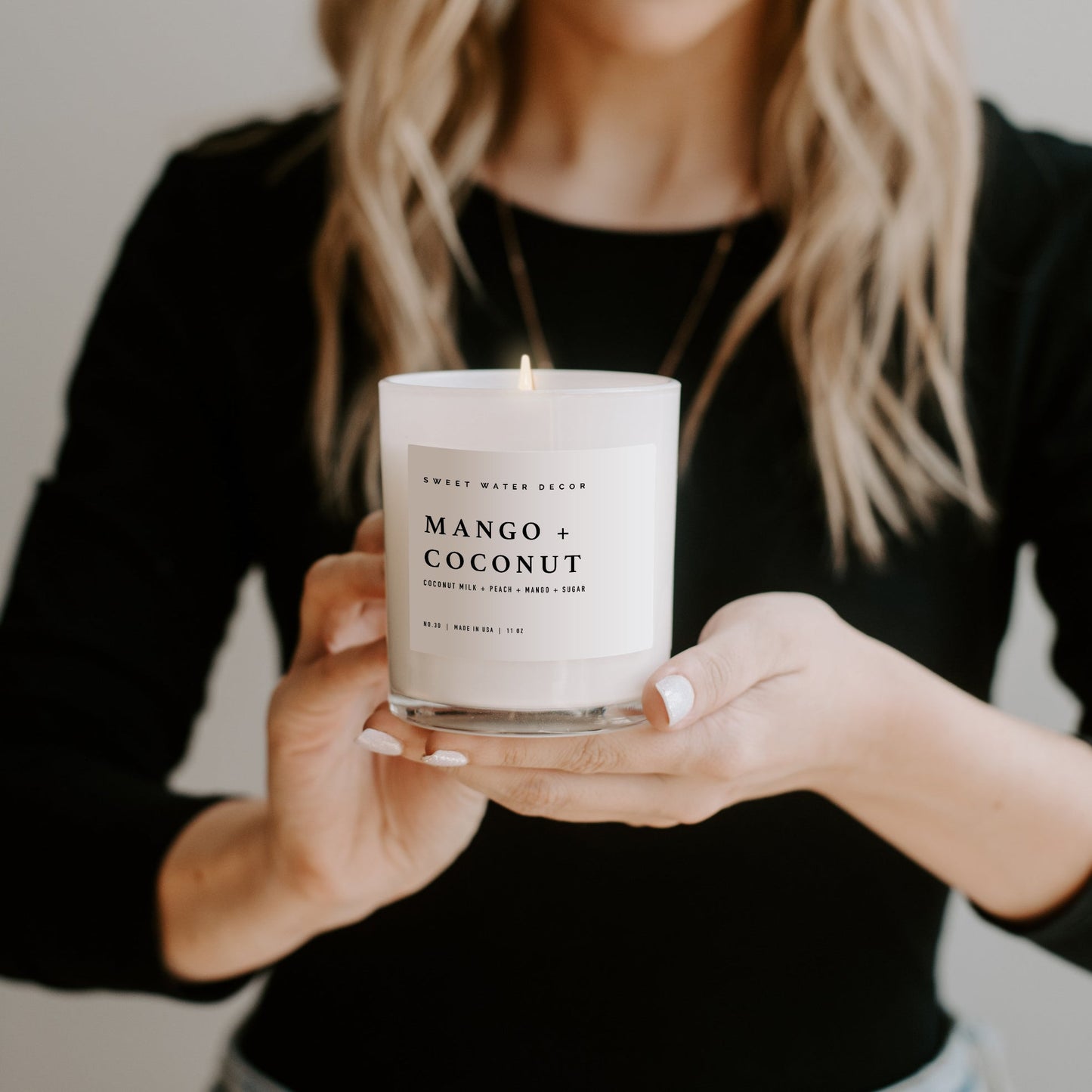 Mango and Coconut Soy Candle - White Jar - 11 oz