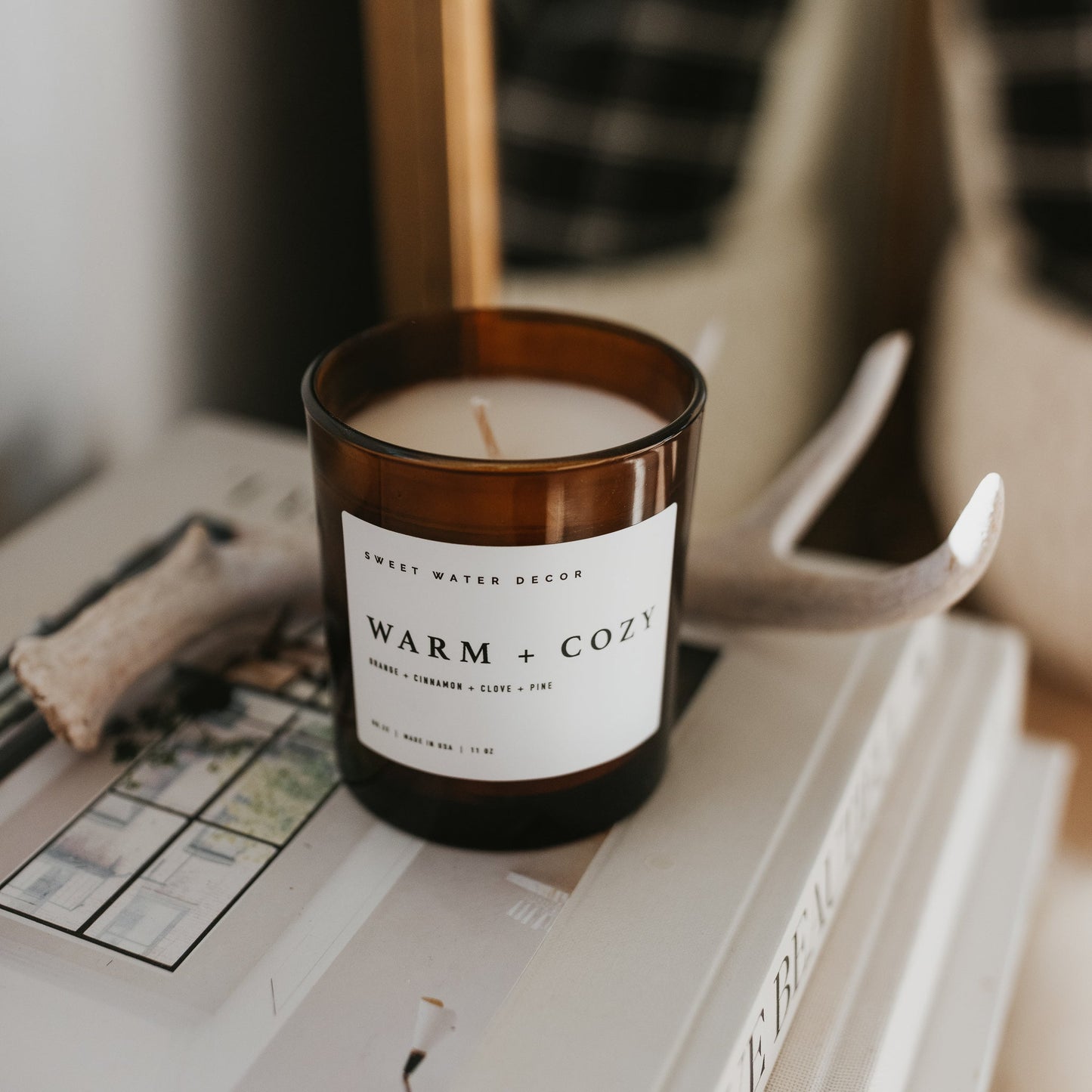 Warm and Cozy Soy Candle - Amber Jar - 11 oz