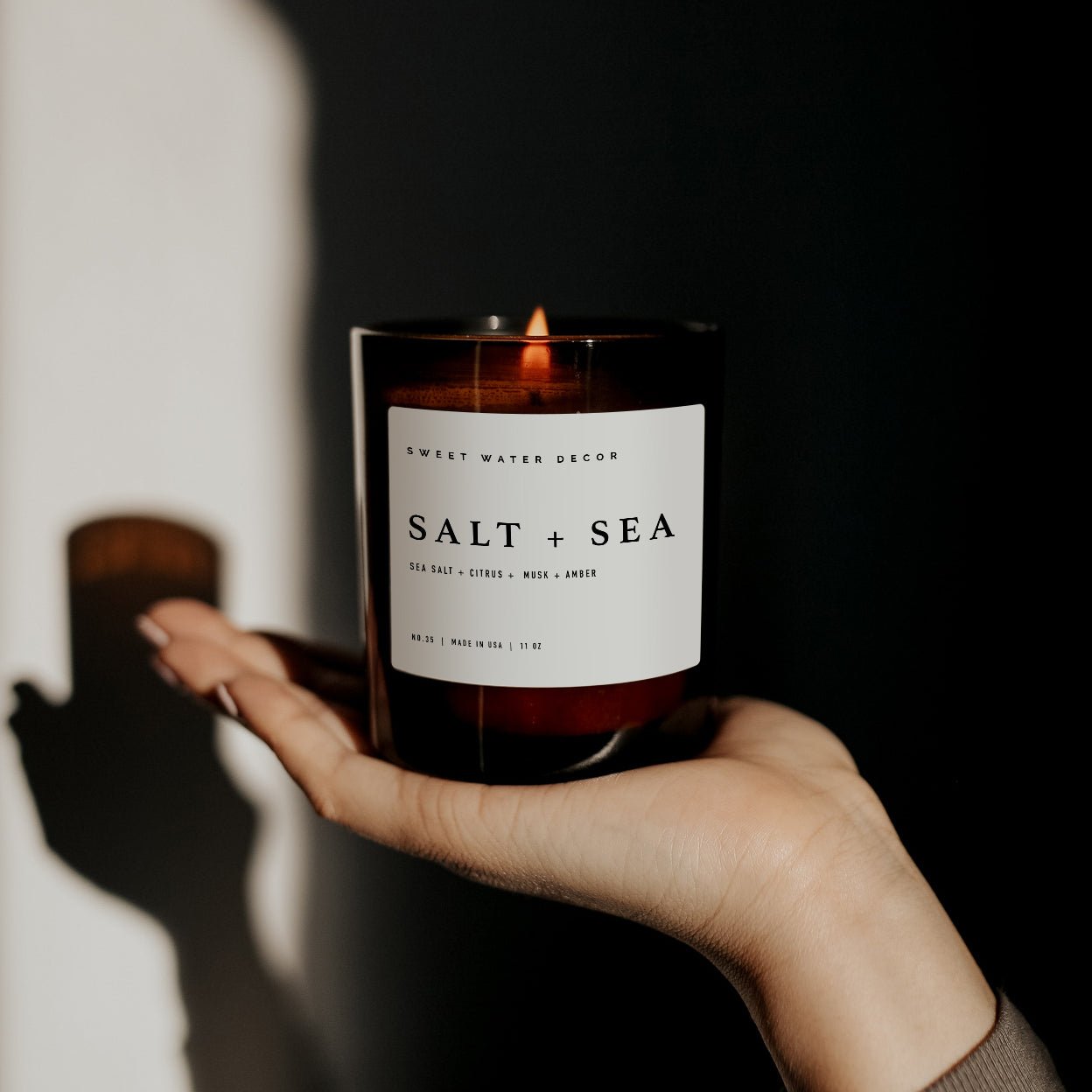 Salt and Sea Soy Candle - Amber Jar - 11 oz