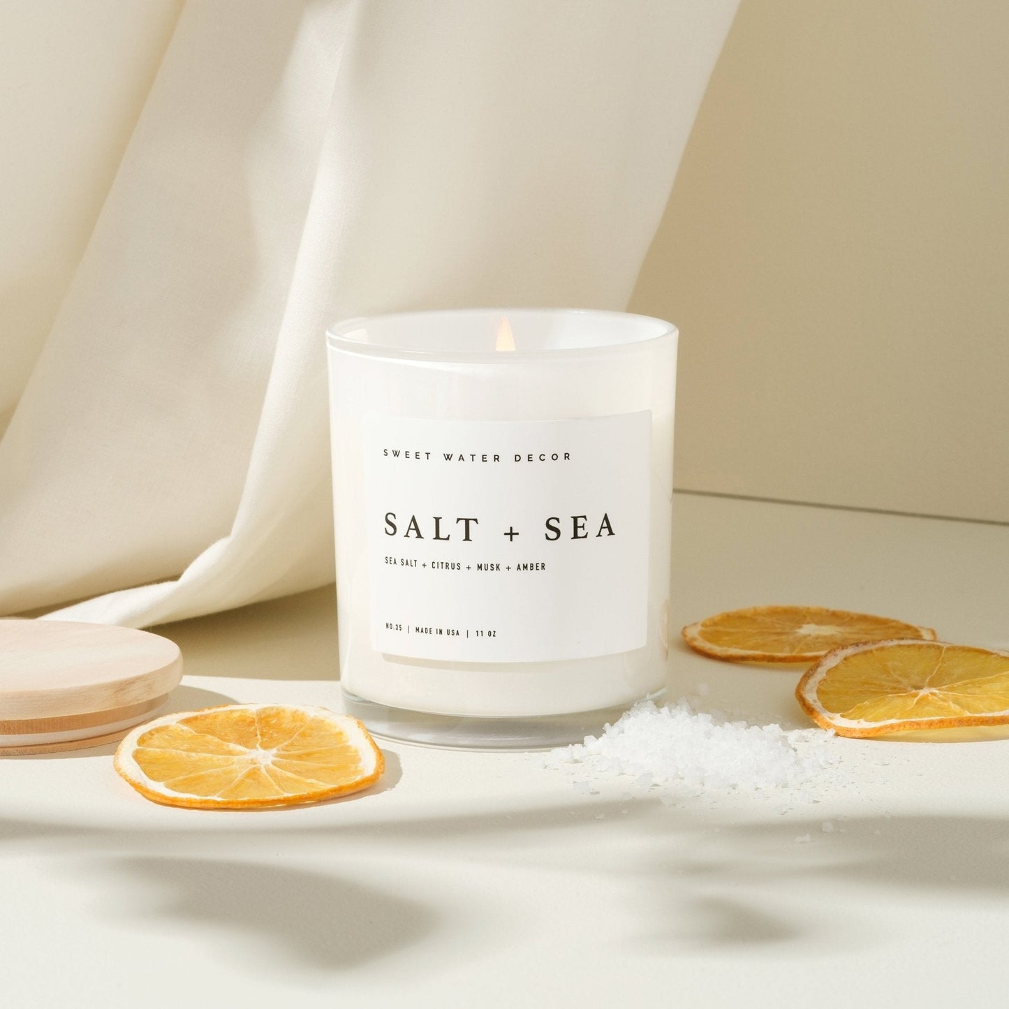 Salt and Sea Soy Candle - White Jar - 11 oz