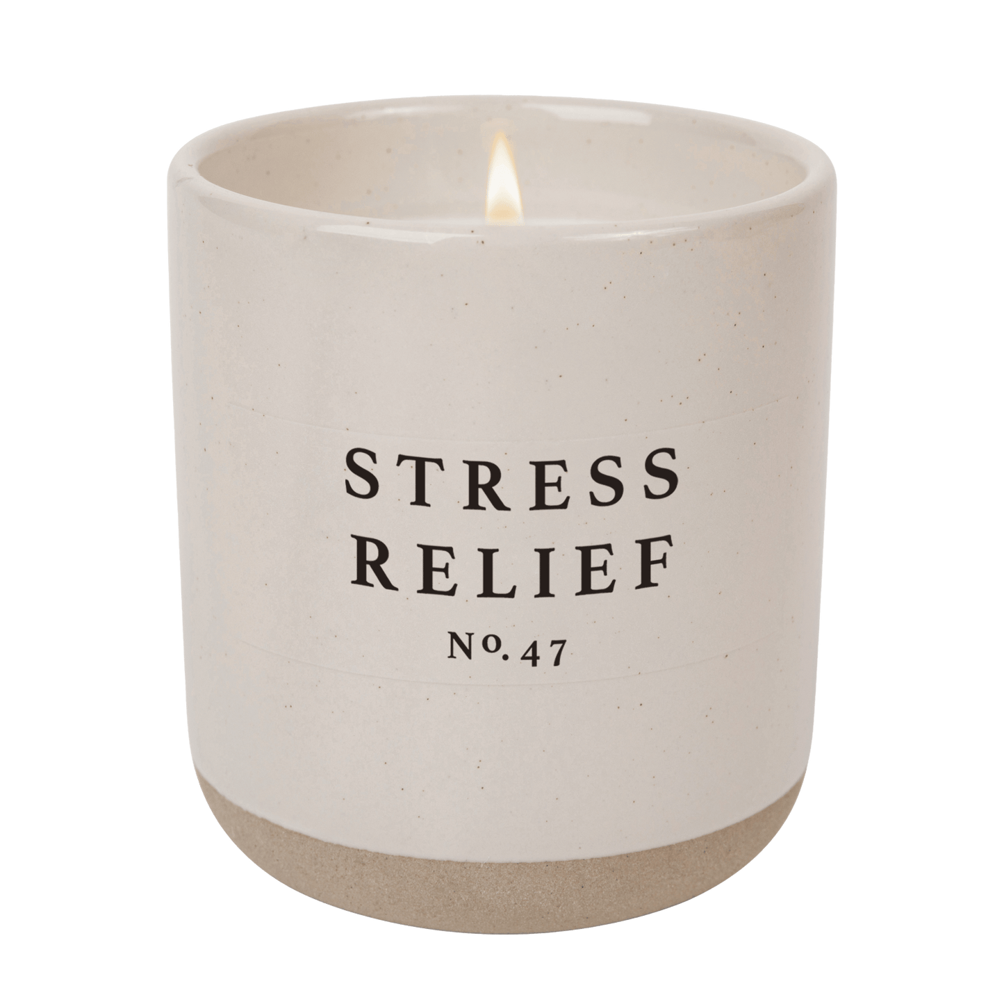 Stress Relief Soy Candle - Cream Stoneware Jar - 12 oz