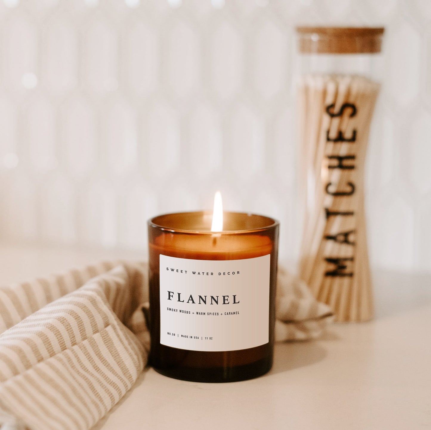 Flannel Soy Candle - Amber Jar - 11 oz