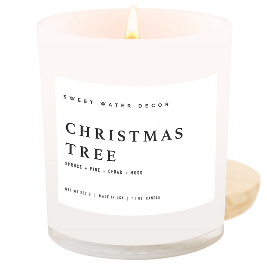 Christmas Tree Soy Candle - White Jar - 11 oz