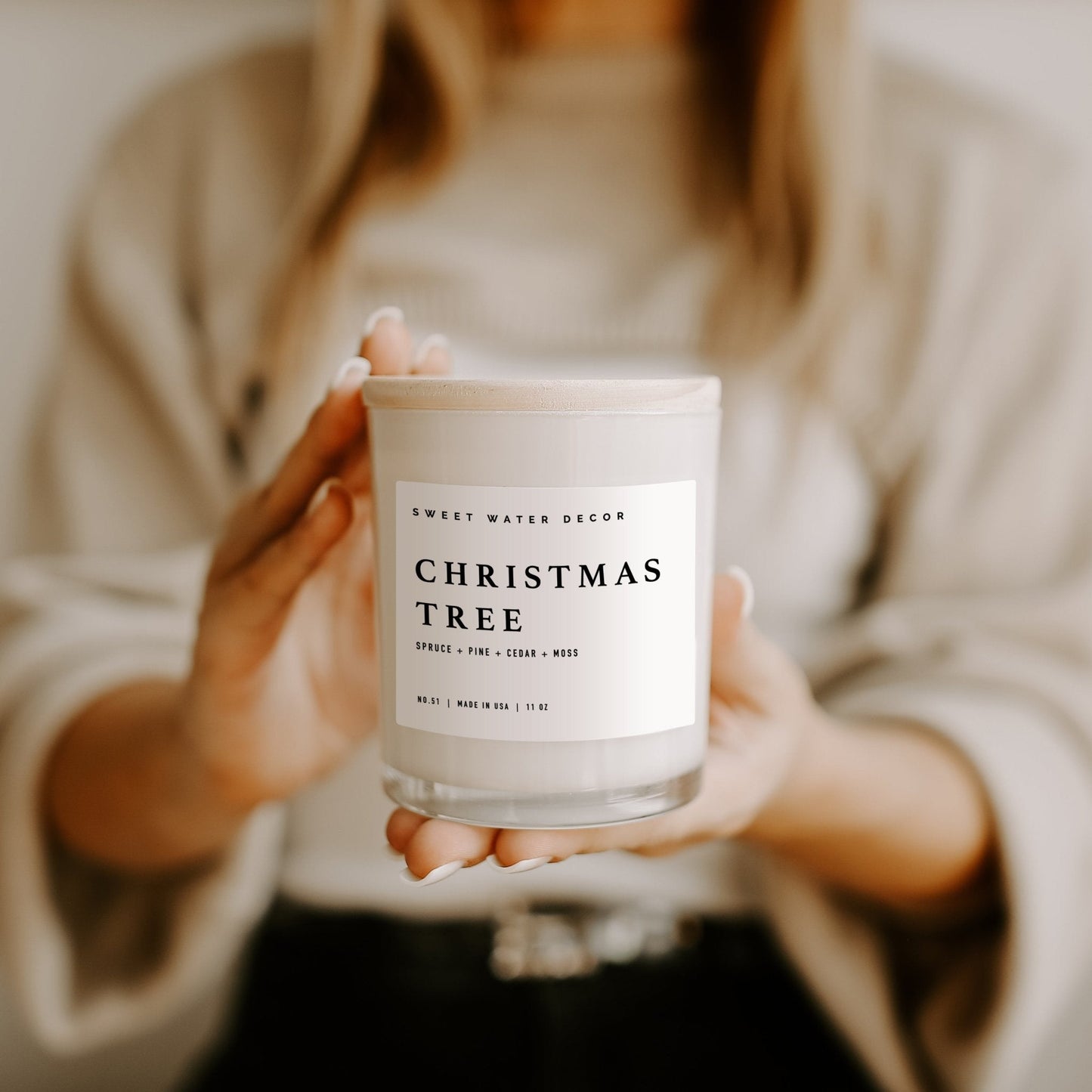 Christmas Tree Soy Candle - White Jar - 11 oz