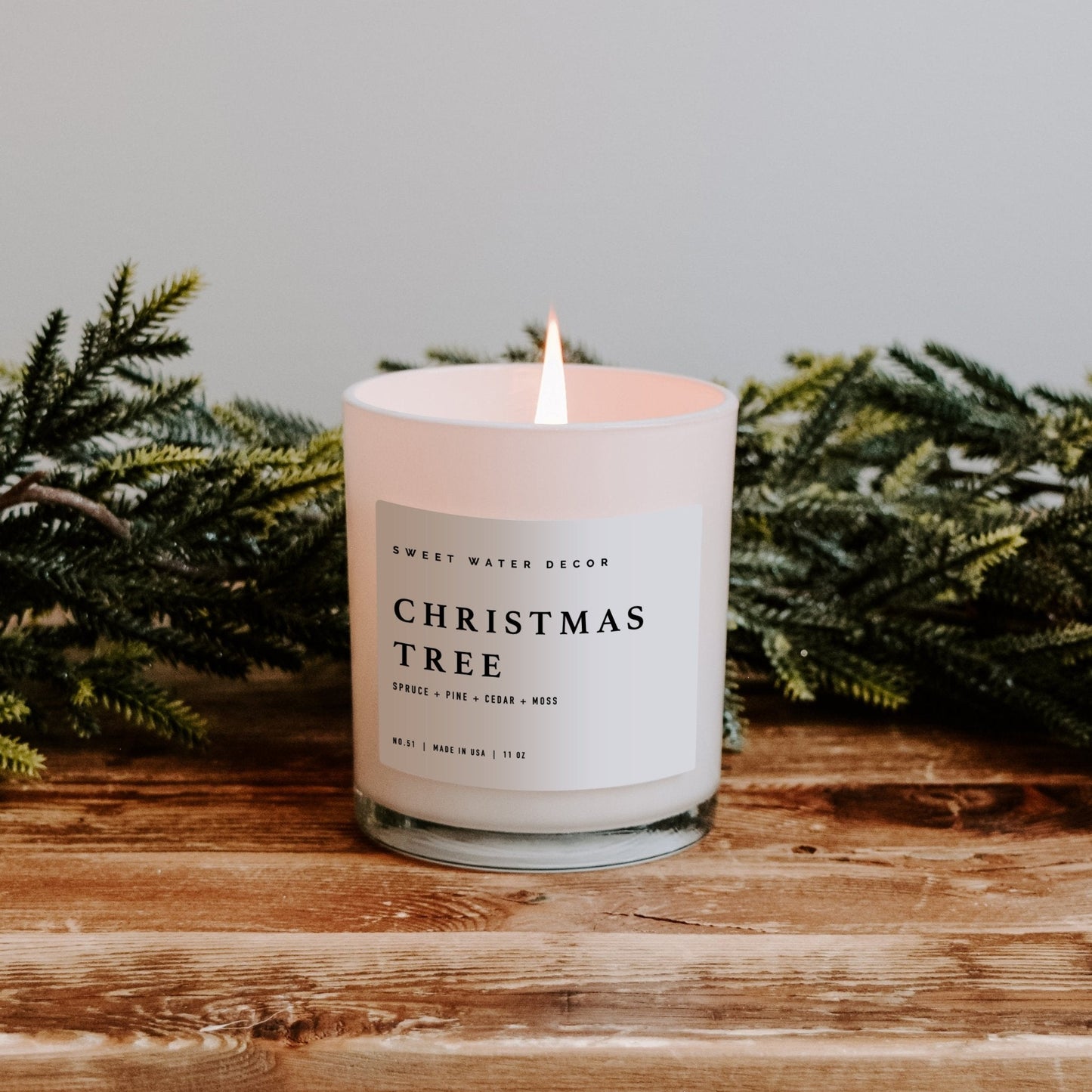 Christmas Tree Soy Candle - White Jar - 11 oz