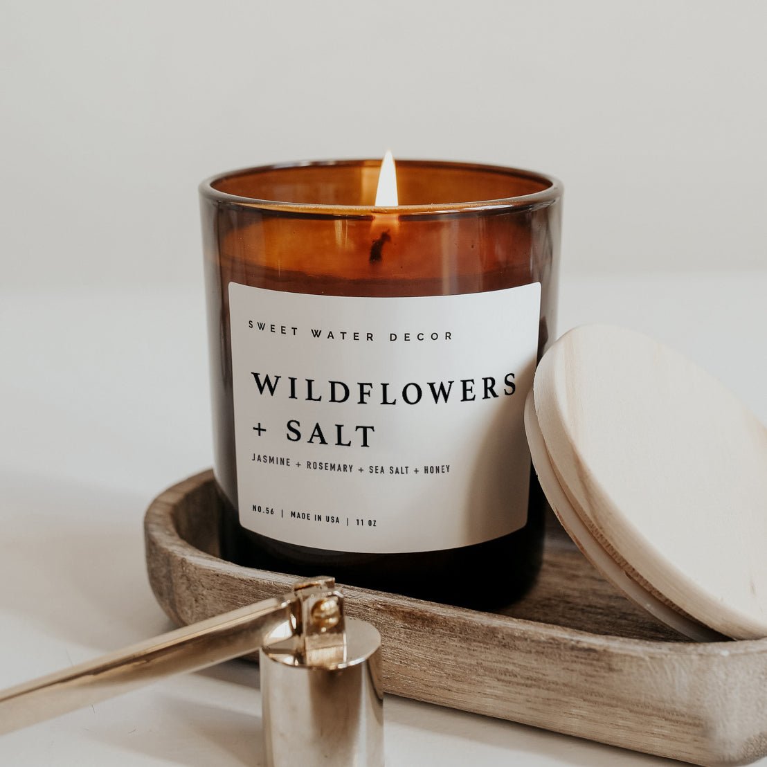 Wildflowers and Salt Soy Candle - Amber Jar - 11 oz