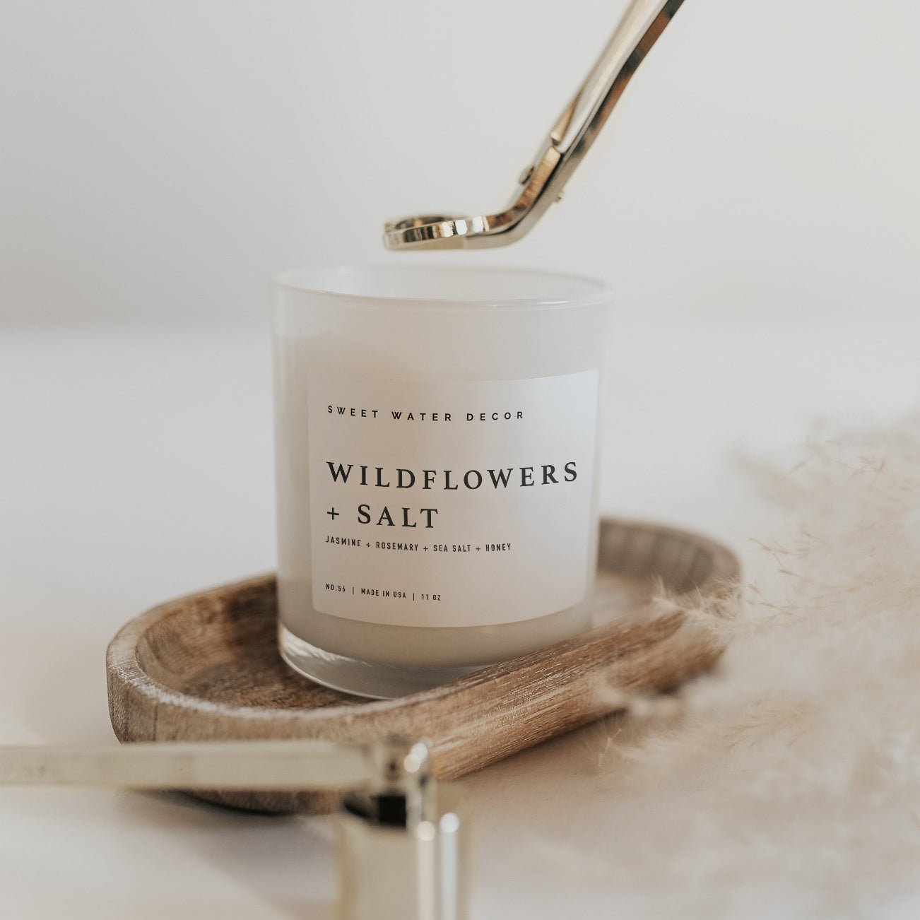 Wildflowers and Salt Soy Candle - White Jar - 11 oz