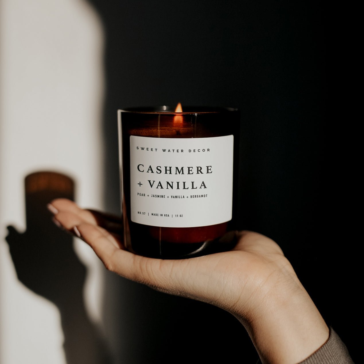 Cashmere and Vanilla Soy Candle - Amber Jar - 11 oz