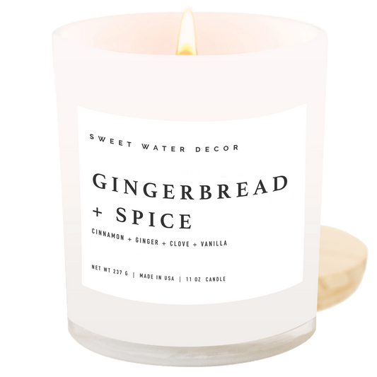 Gingerbread and Spice Soy Candle - White Jar - 11 oz