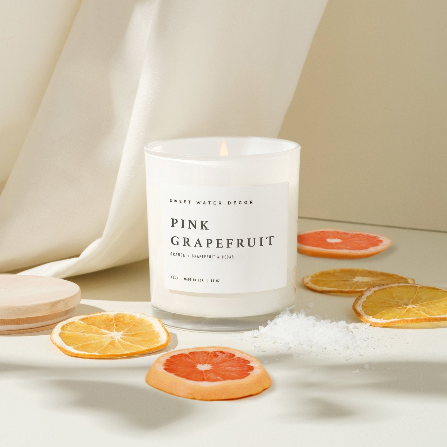 Pink Grapefruit Soy Candle - White Jar - 11 oz