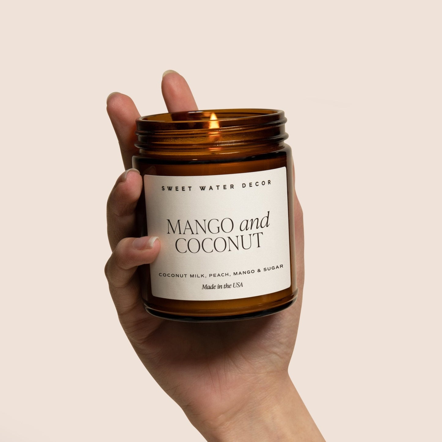 Mango and Coconut Soy Candle - Amber Jar - 9 oz