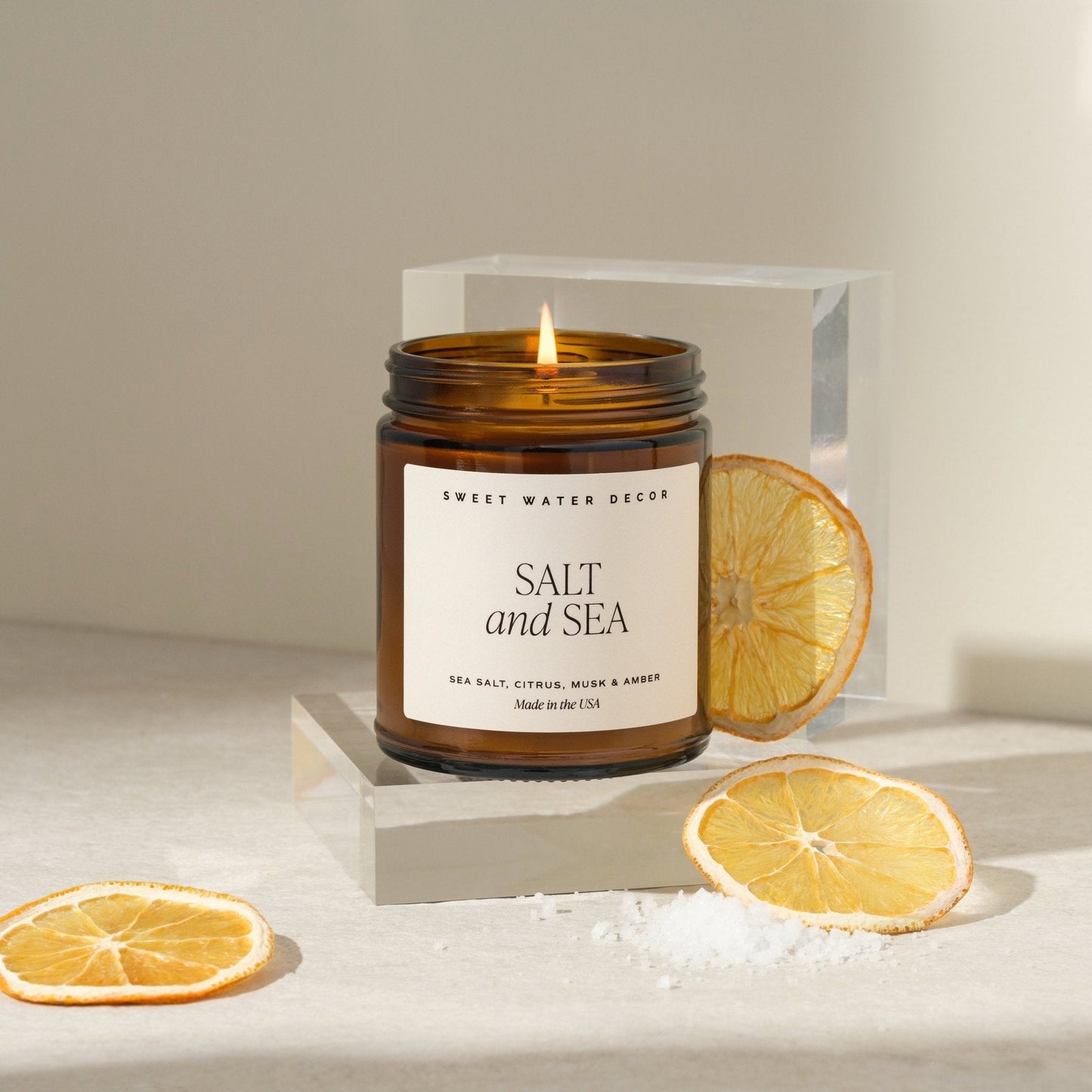 Salt and Sea Soy Candle - Amber Jar - 9 oz